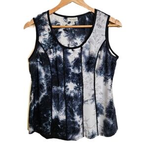 Dressbarn Stretch Sleeveless Blouse Navy Grey Taupe Size XLarge